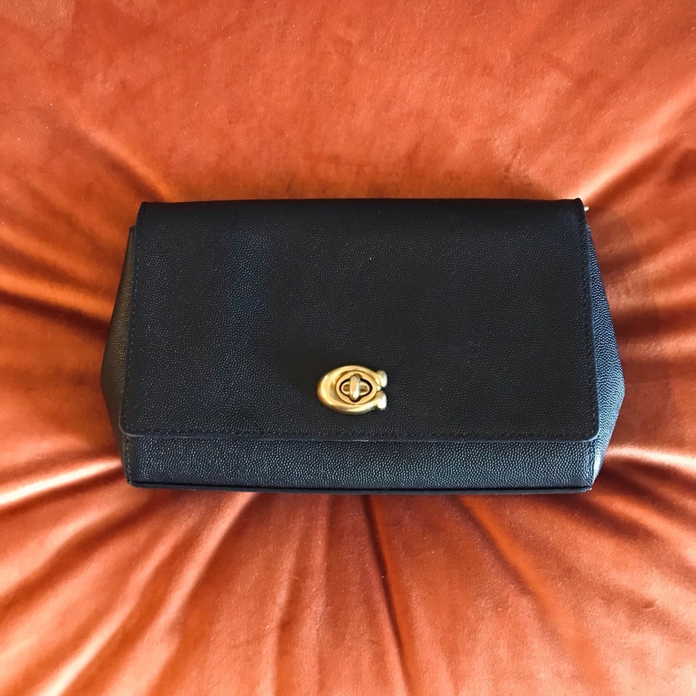 Coach Alexa Turnlock Crossgrain Leather Clutch Chain Crossbody Purse - Picture 16 of 16